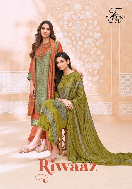 Riwaaz By T&M Ho Silk Printed Dress Material Suppliers In India
